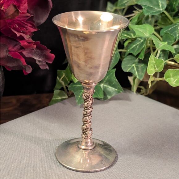 4 Vintage Silver Plated Cordial Dessert Wine Twisted Stem Goblets Falstaff Spain - Picture 4 of 8